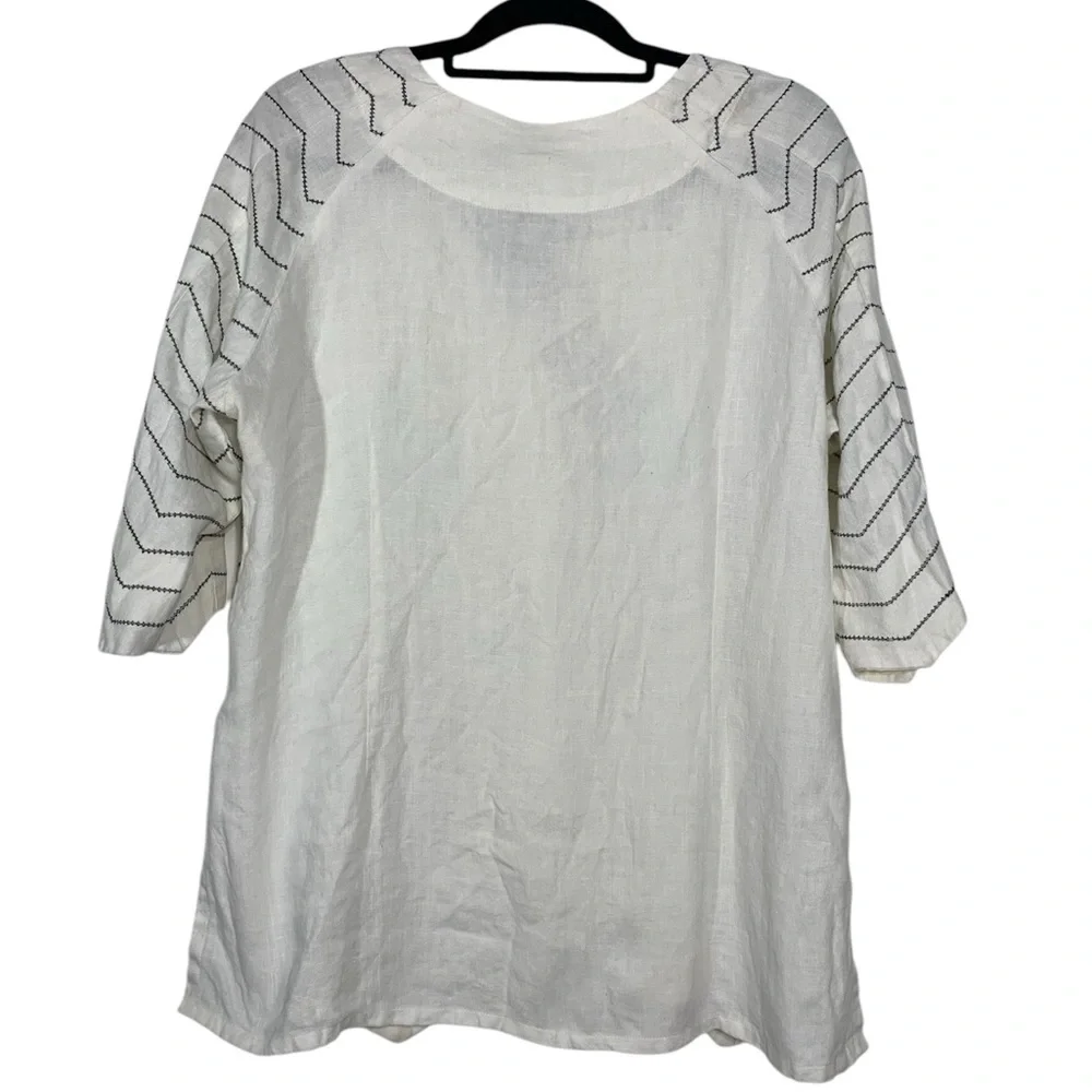 JSONG Collection Linen Button Front Tunic Top Size 14 - Picture 2 of 7